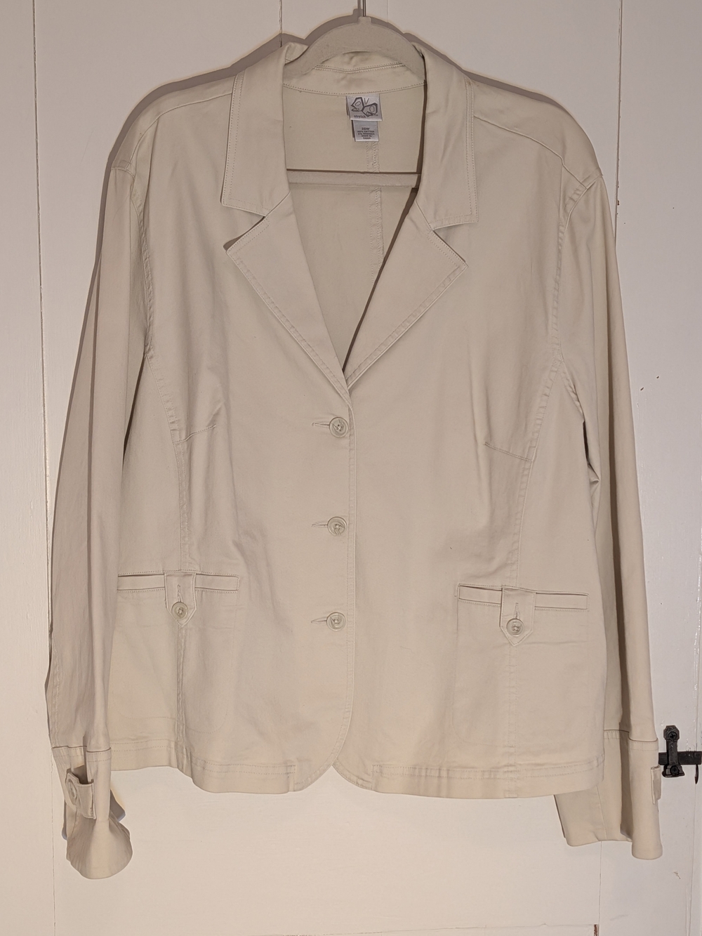 Fashion Bug Blazer Classic Women's Cream Button-Front Jacket 26W Vintage Chic